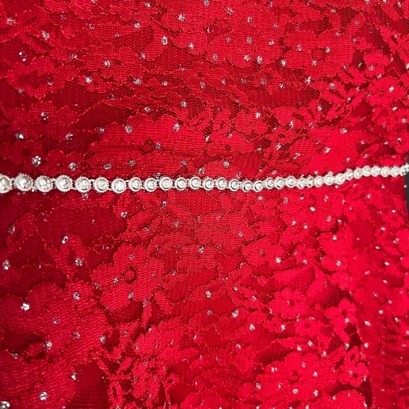 Speechless Girls Plus Size 20.5 Red Party Dress Rhinestone Sleeveless Tie XXL - Picture 4 of 7